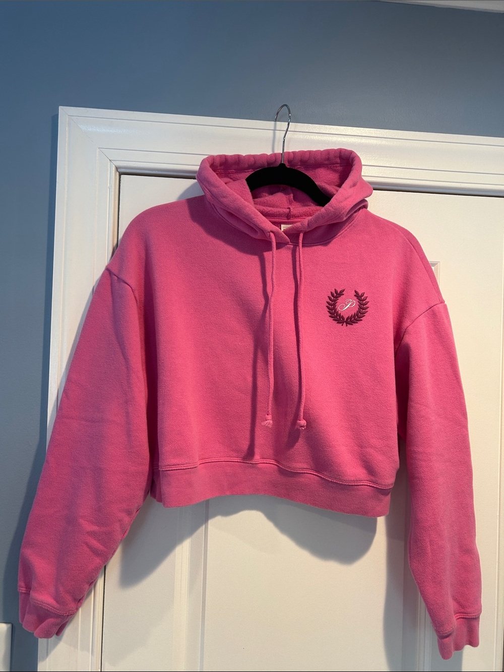 PINK Victoria's Secret Hot Pink Cropped Hoodie